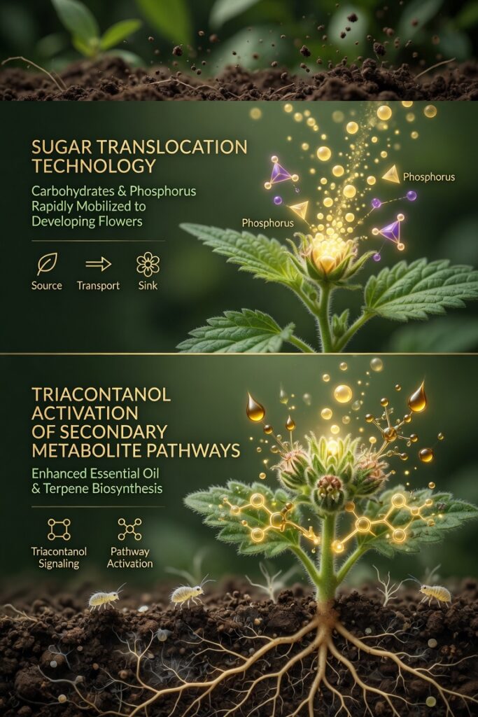 PHAT and OOZE working together in living soil - Sugar Translocation Technology and Triacontanol boosting flower quality and terpene production